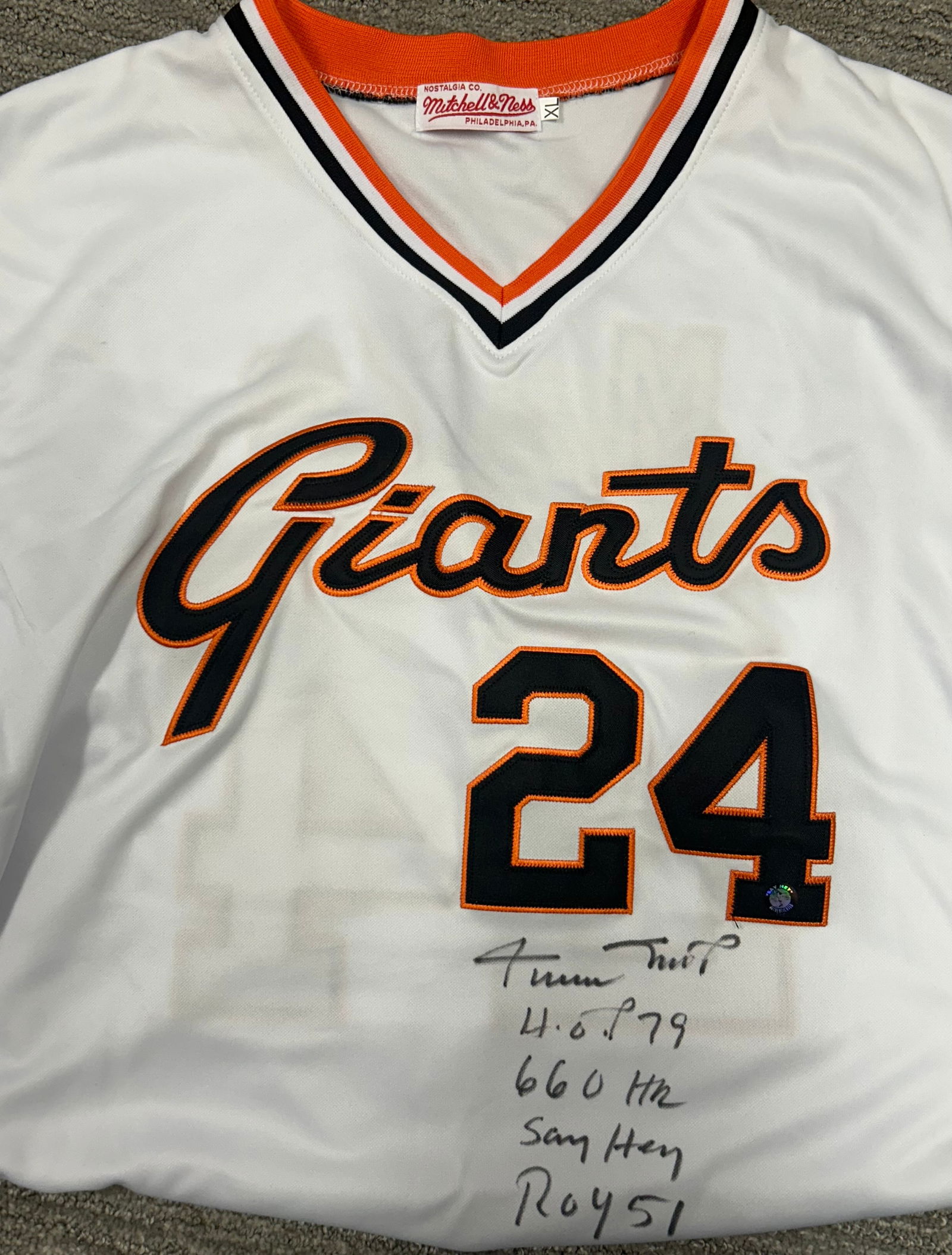 Willie Mays signed jersey STATS (1 of 1)