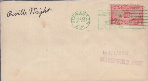 Orvile Wright rare signed flight cover