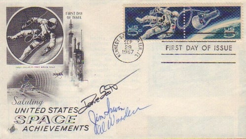 Apollo 15 crew signed flight cover