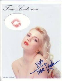 Traci Lords signed lip print
