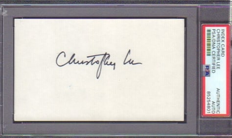 Christopher Lee signature PSA DNA slabbed