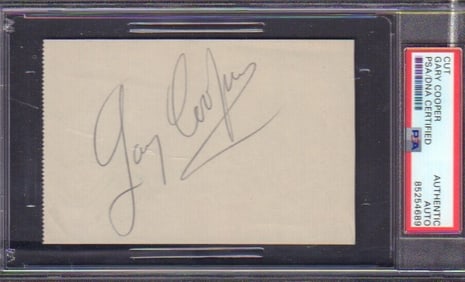 Gary Cooper signature PSA DNA slabbed