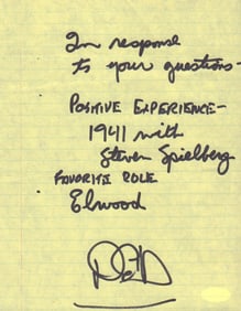 Dan Aykroyd note signed