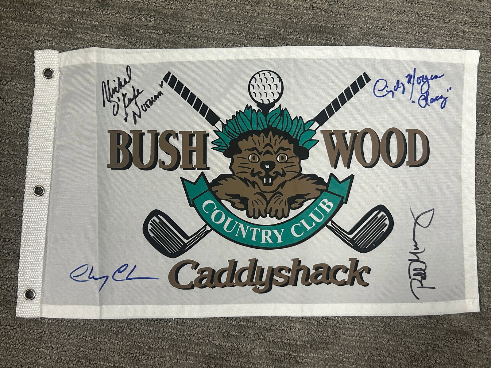 Caddyshack cast signed pin flag (1 of 1)