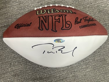 Tom Brady Tri Star signed football