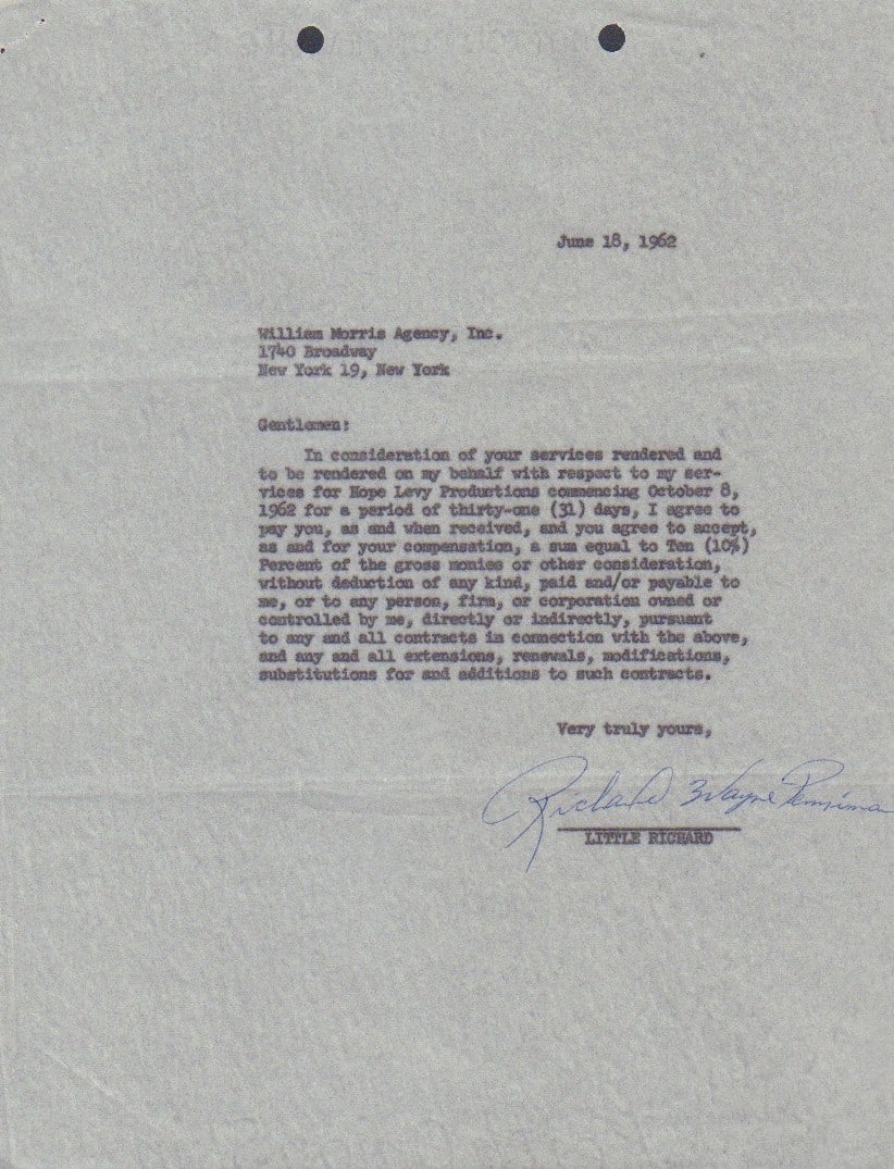 Little Richard rare contract signed (1 of 1)