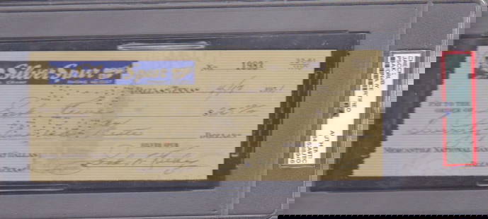 Jack Ruby signed bank check PSA DNA: A PSA DNA slabbed check signed by Jack Ruby the man who shot Lee Harvey Oswald the alledged killer of Kennedy This item comes with a fully illustrated serial numbered letter of authenticity