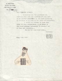 Al Hirschfeld signed letter