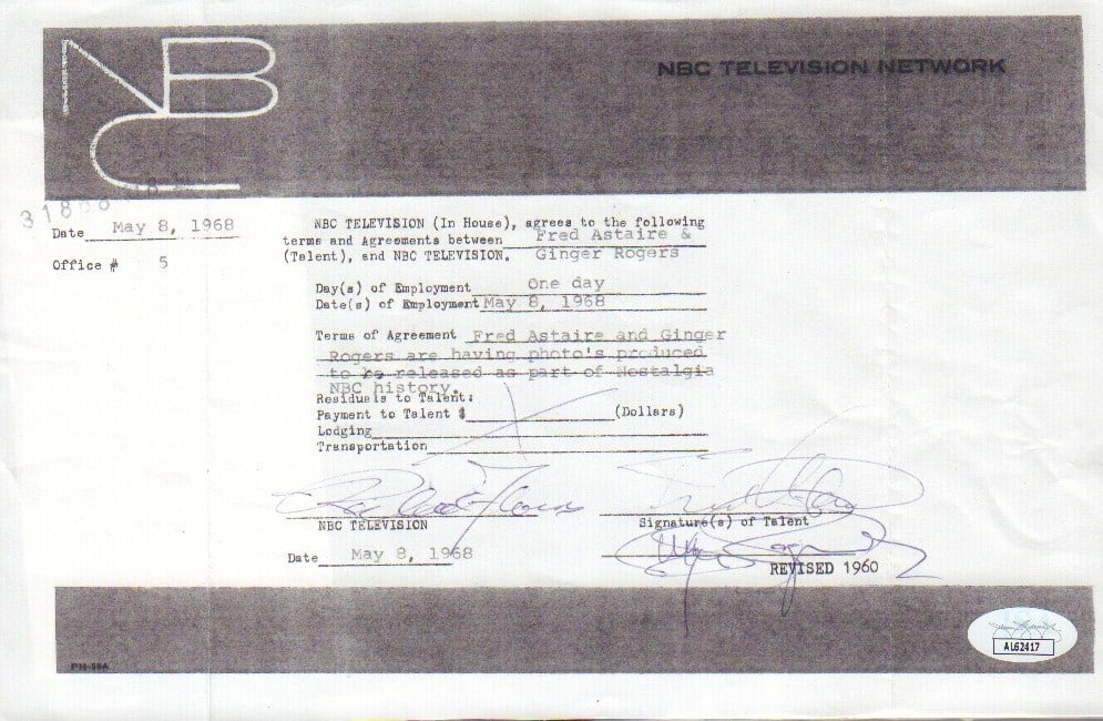 Fred and Ginger signed document (1 of 1)