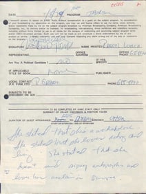 Raquel Welch signed interview document