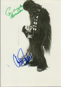 Carrie Fisher and Peter Mayhew signed photograph