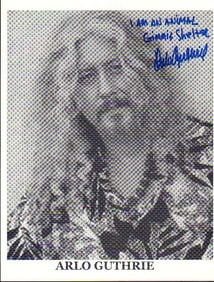 Arlo Guthrie signed with lyrics photograph