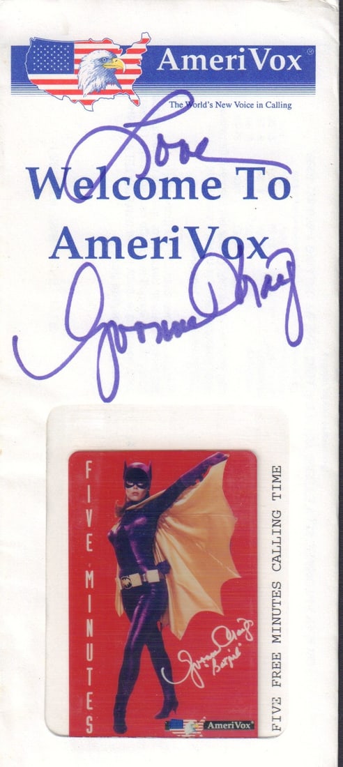 Yvonne Craig Batgirl Rare phone card signed (1 of 1)