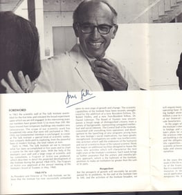 Jonas Salk signed book