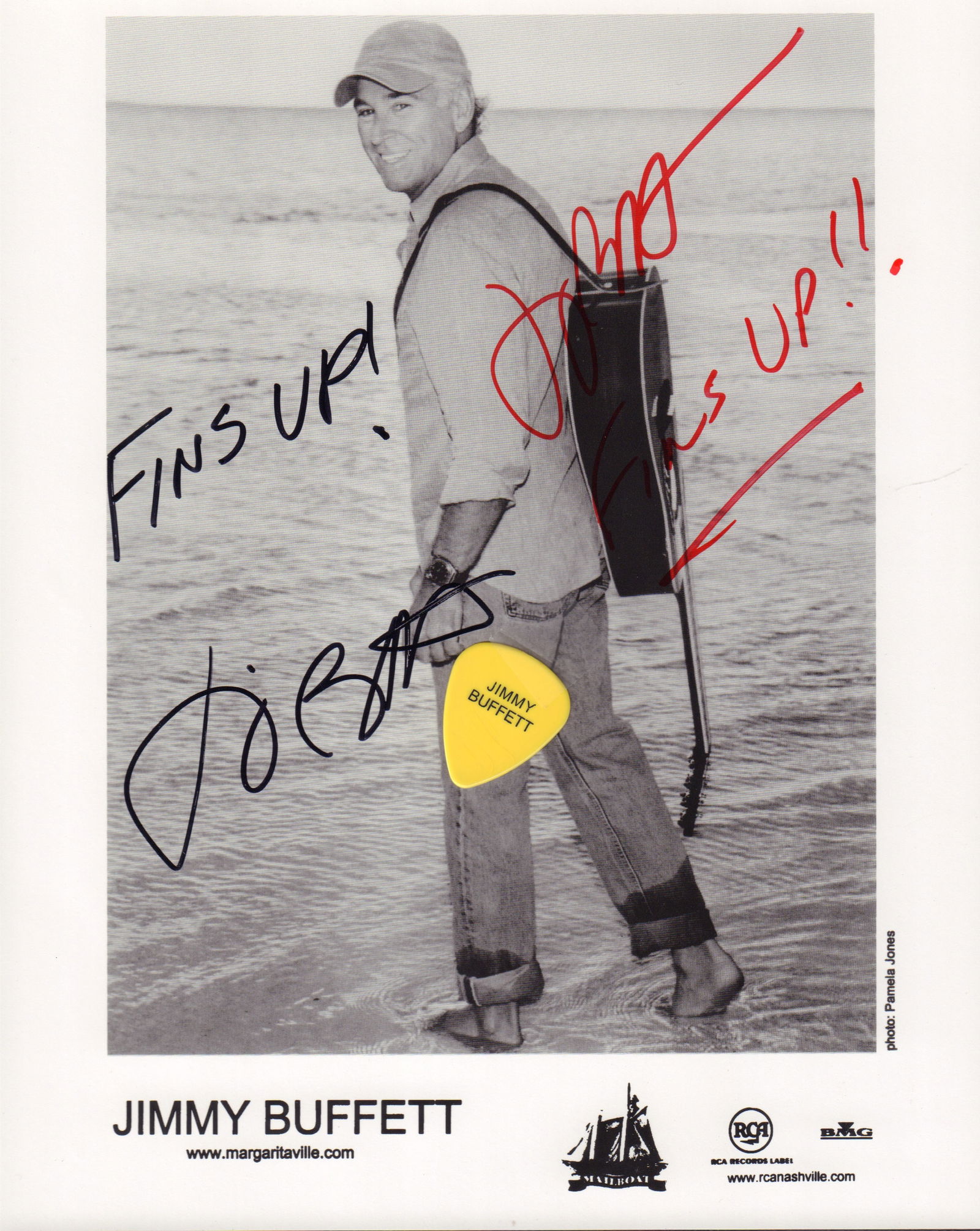Jimmy Buffett signed photograph and rare guitar pick (1 of 1)