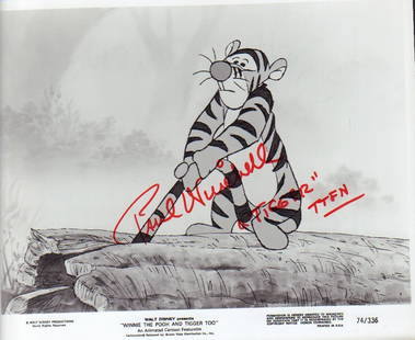 Paul Winchell signed photograph: An original 1974 Winnie the Pooh still signed by Winchell as the voice of TIGGER which he has added. Deceased. Scarce . This item comes with a fully illustrated serial numbered letter of authenticity