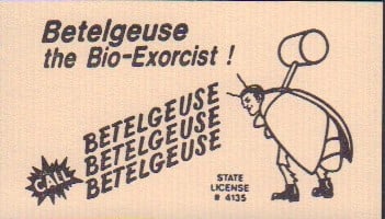 Beetlejuice prop business card