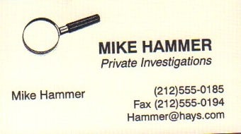 Mike Hammer prop business card