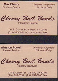 Jackie Brown prop business cards