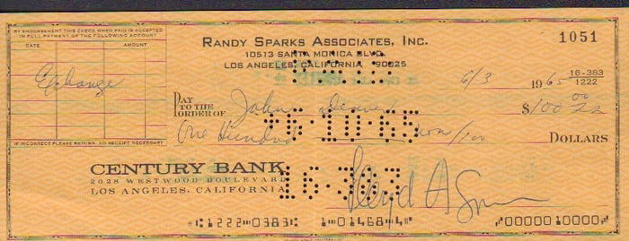 John Denver RARE check signed with real name