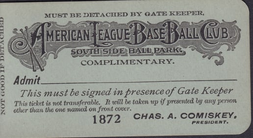 American League turn of the Century baseball club admission ticket
