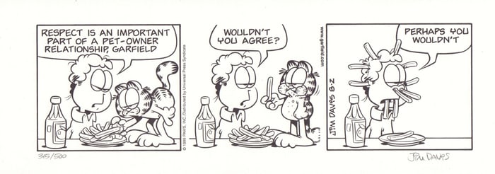 Jim Davis signed comic strip art