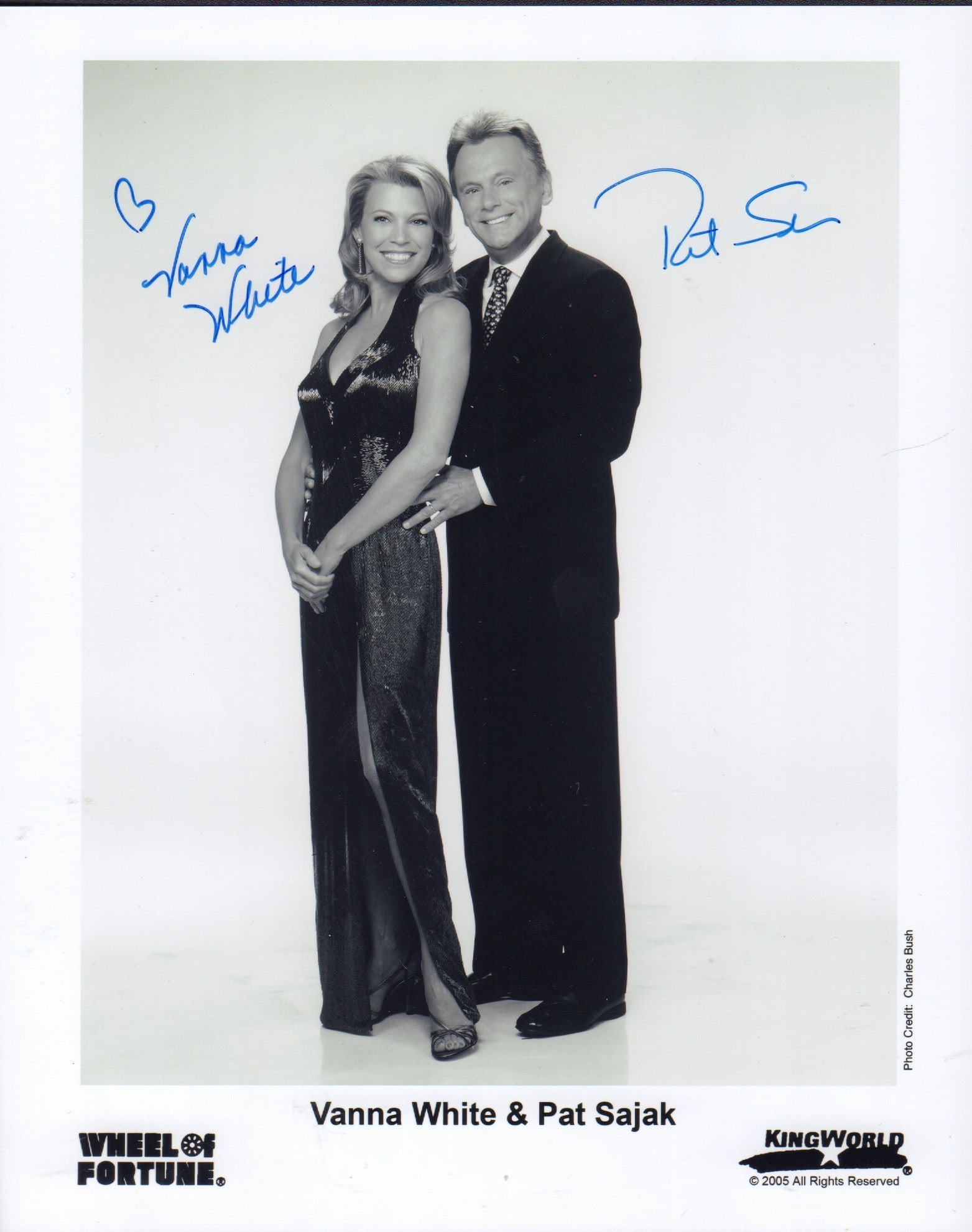 Pat Sajak and Vanna White signed photo: A vintage signed 8x10 by the Wheel of Fortune stars This item comes with a fully illustrated serial numbered letter of authenticity guaranteeing its authenticity for the life of the piece and is searc