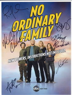 No Ordinary Family cast signed photo: A rare cast signed 8x10 from the superhero TV series signed by star Michael Chiklis and five costars This item comes with a fully illustrated serial numbered letter of authenticity guaranteeing its