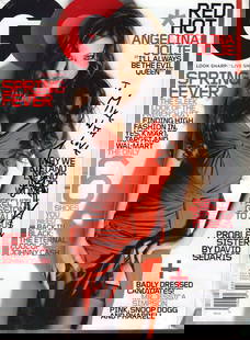 Angelina Jolie signed GQ magazine: A complete GQ mag with a sultry Jolie on the cover signed by her to fan in person This item comes with a fully illustrated serial numbered letter of authenticity guaranteeing its authenticity for the