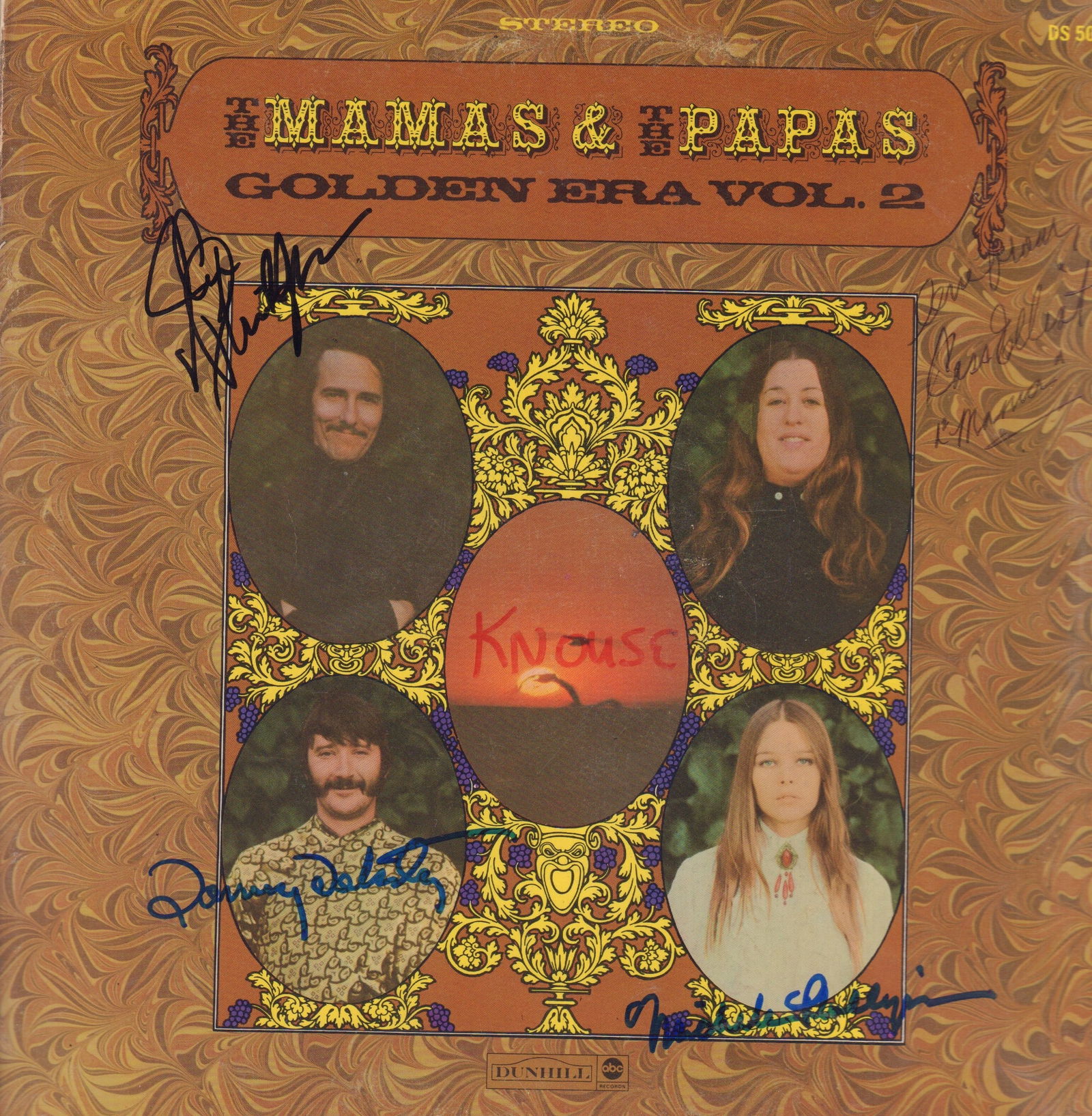 Mamas and the Papas signed LP: A signed LP by all four Mama Cass in ballpoint ink on the right adding Love from and "mama" John Phillips Michelle Phillips and Denny RARE This item comes with a fully illustrated serial numbered lett