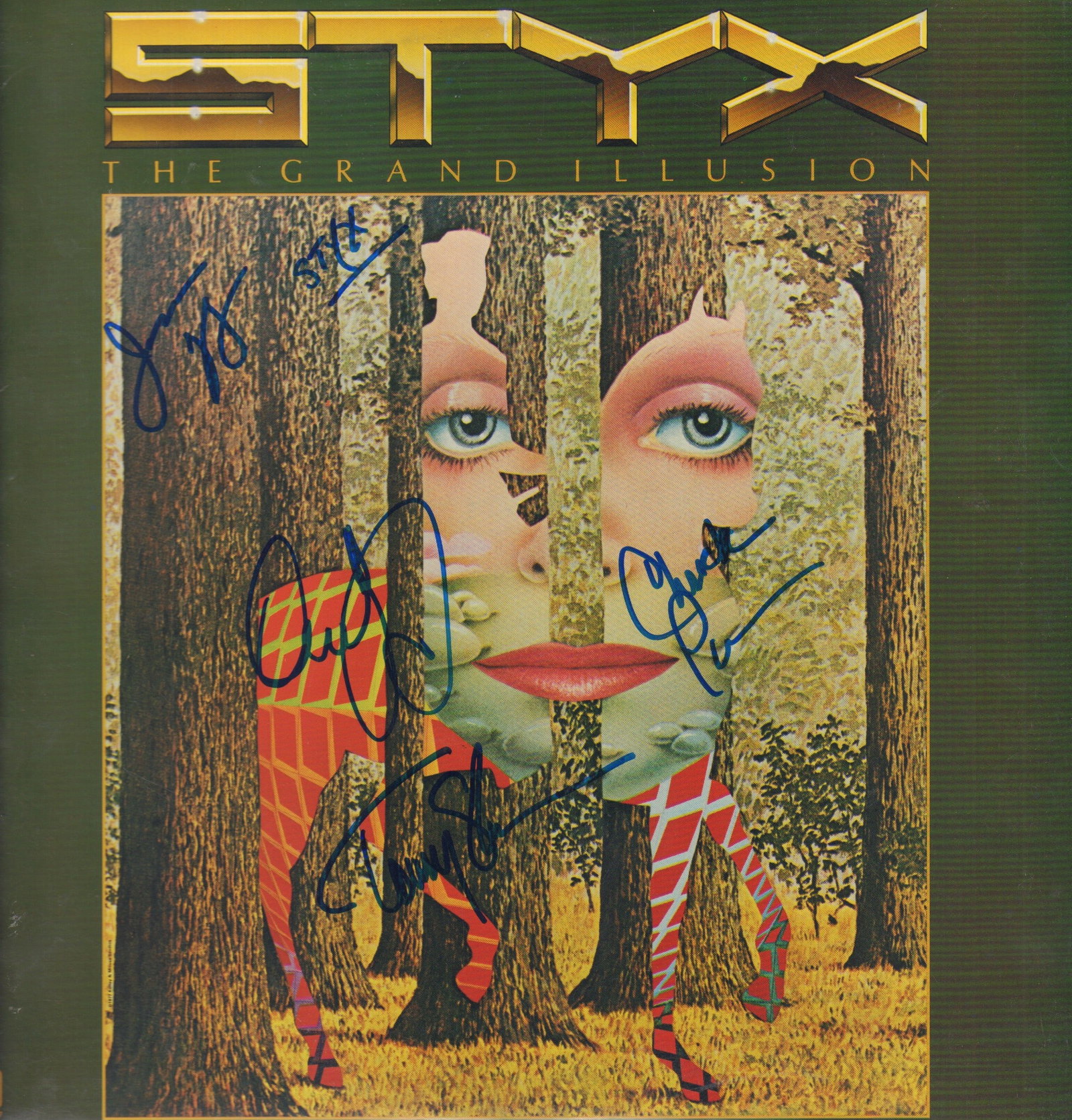 Styx Grand Illusion signed LP: THE classic of all Styx LPS signed by entire band Tommy Shaw Dennis DeYoung etc This item comes with a fully illustrated serial numbered letter of authenticity guaranteeing its authenticity for the li