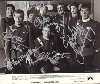 Stat Trek the Wrath of Khan cast signed photograph