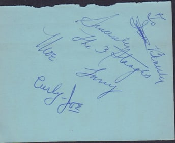 Three Stooges signatures in page