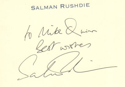 Salman Rushdie signed card