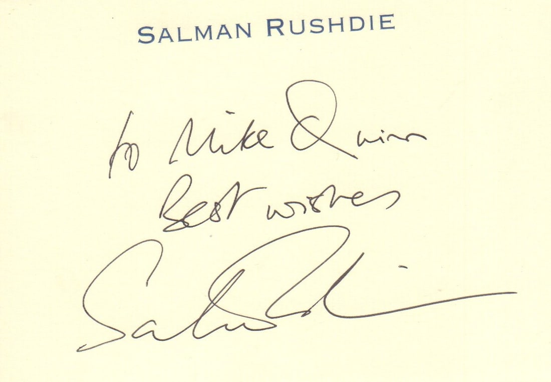 Salman Rushdie signed card (1 of 1)