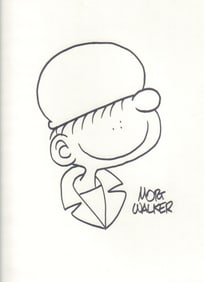 Mort Walker Beetle Bailey original sketch signed