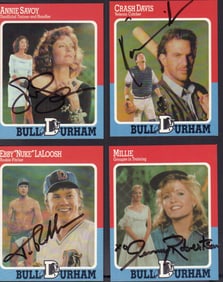 Bull Durham cast signed rare cards