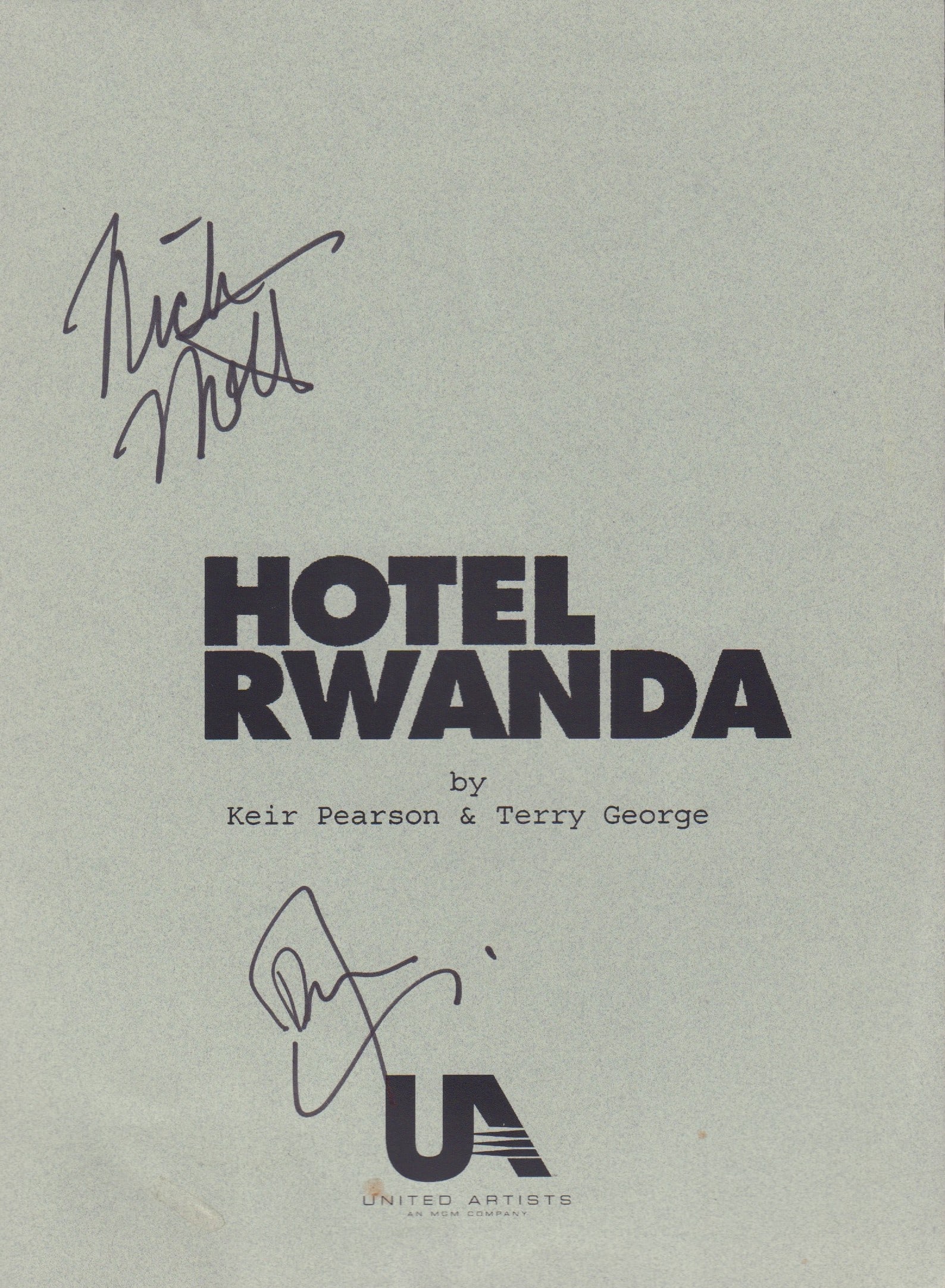 Hotel Rwanda script signed