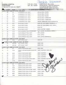 General Hospital set used script of Jackie Zeman