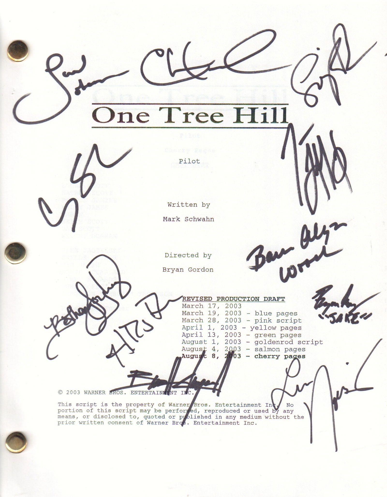One Tree Hill cast signed script (1 of 1)