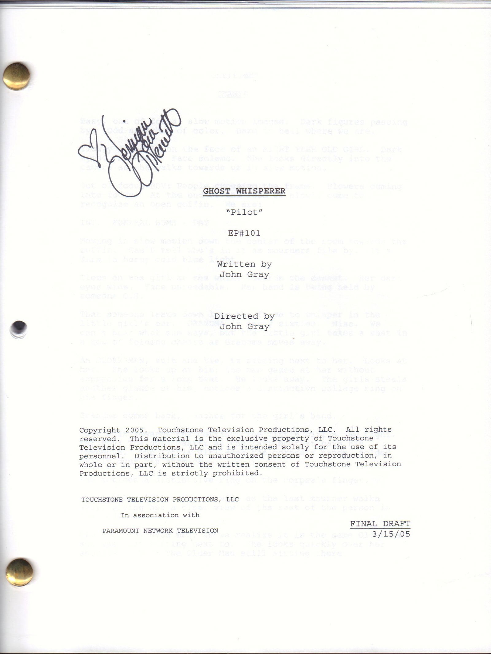 Ghost Whisperer script signed (1 of 1)