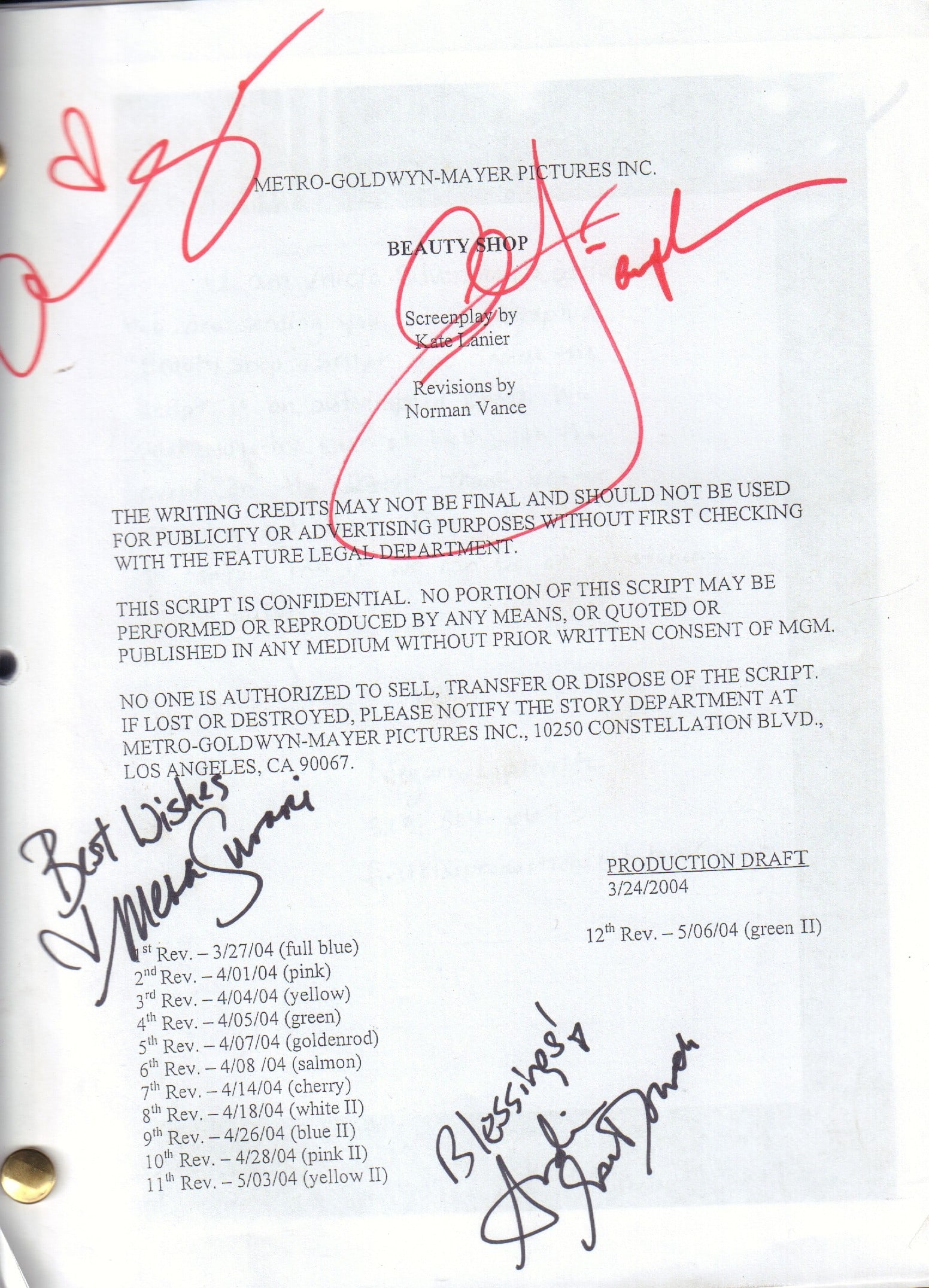 Beauty Shop cast signed script (1 of 1)