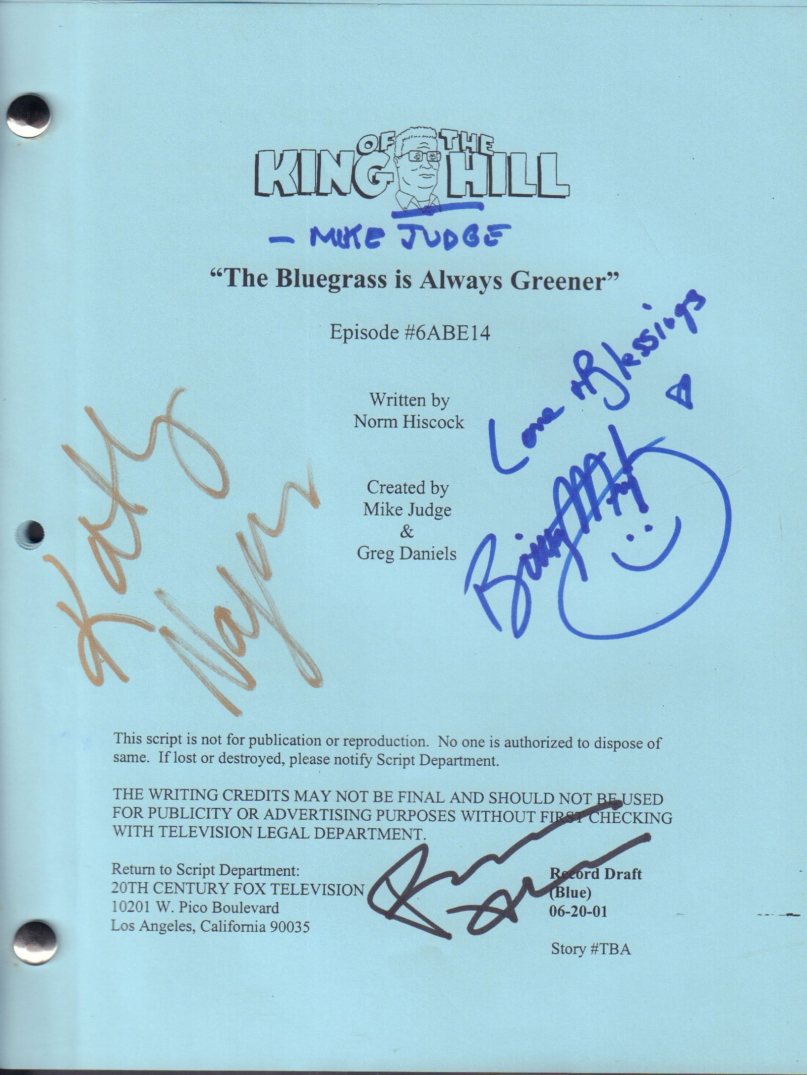 King of the Hill cast signed script (1 of 1)