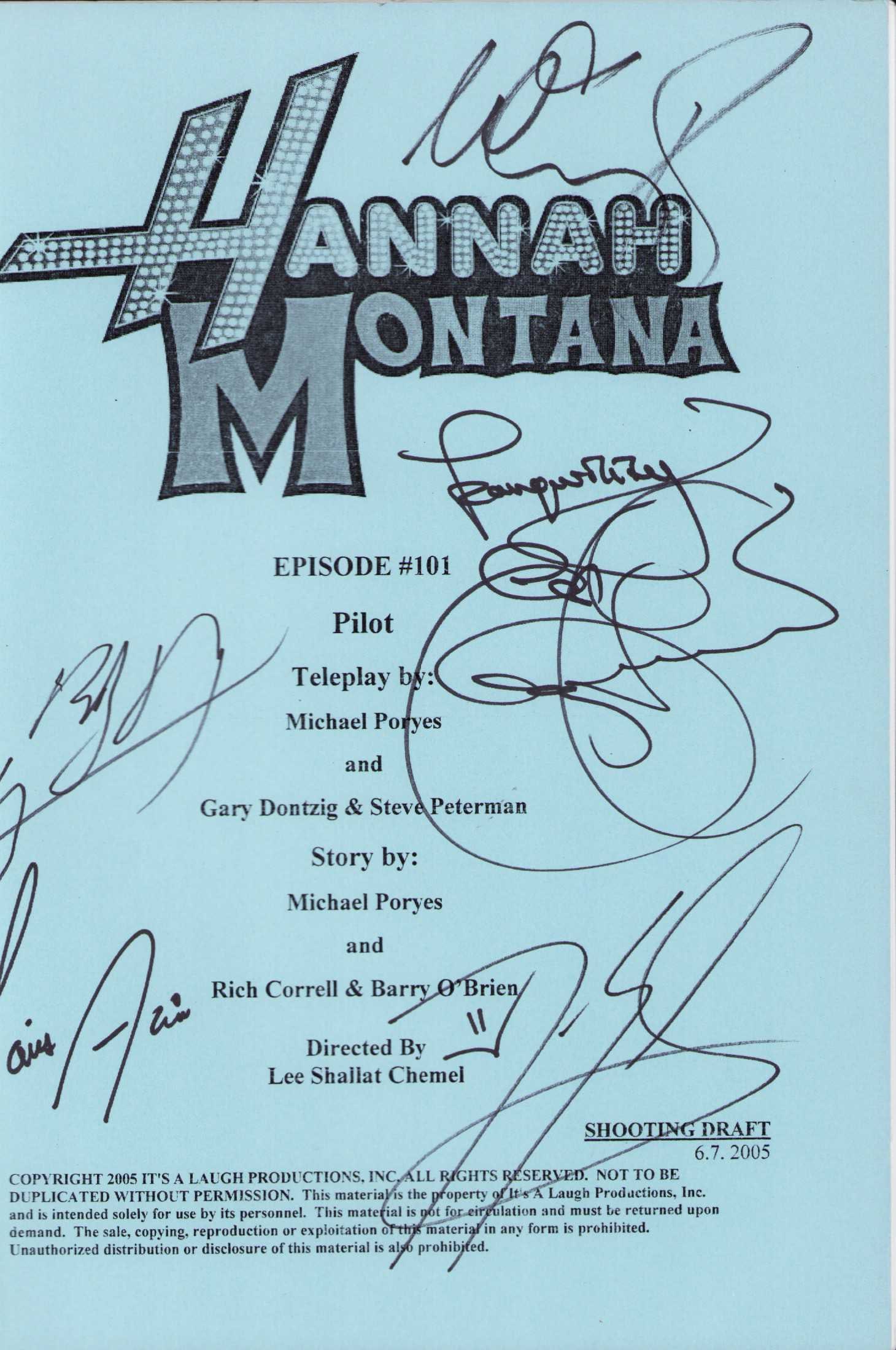 Hannah Montana cast signed script (1 of 1)
