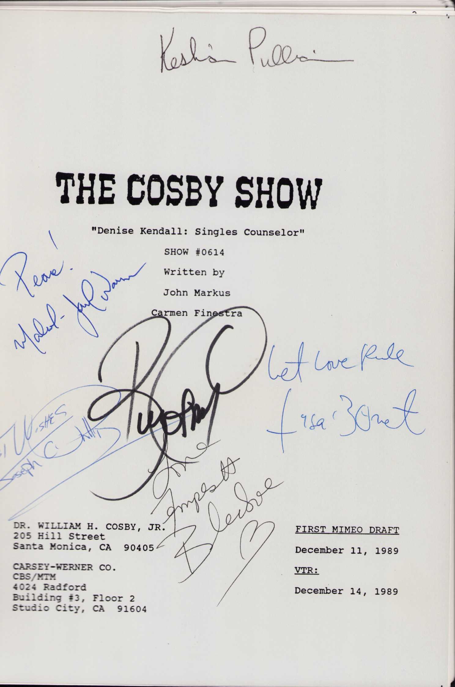 The Cosby Show cast signed script (1 of 1)