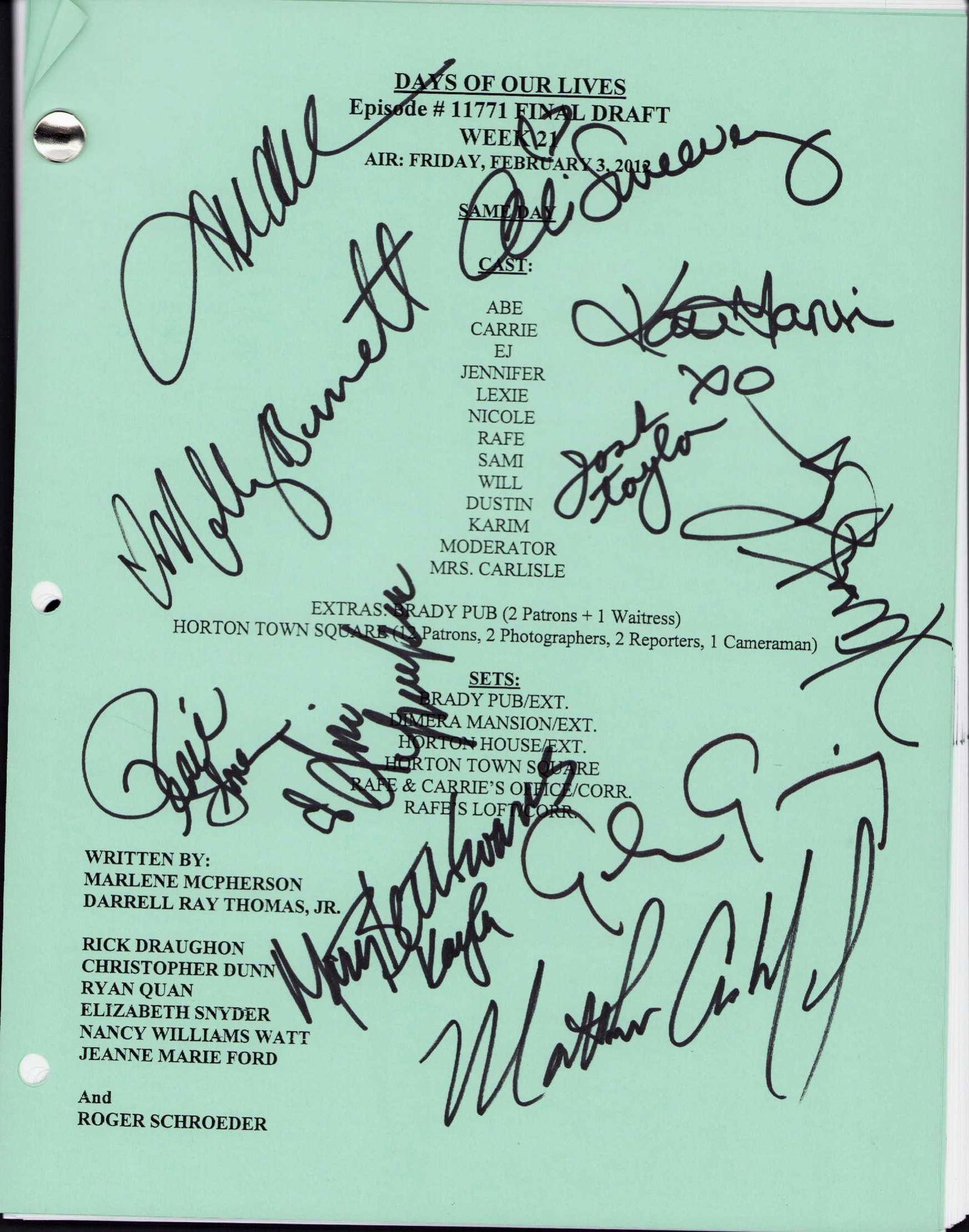 Days of Our Lives cast signed script (1 of 1)