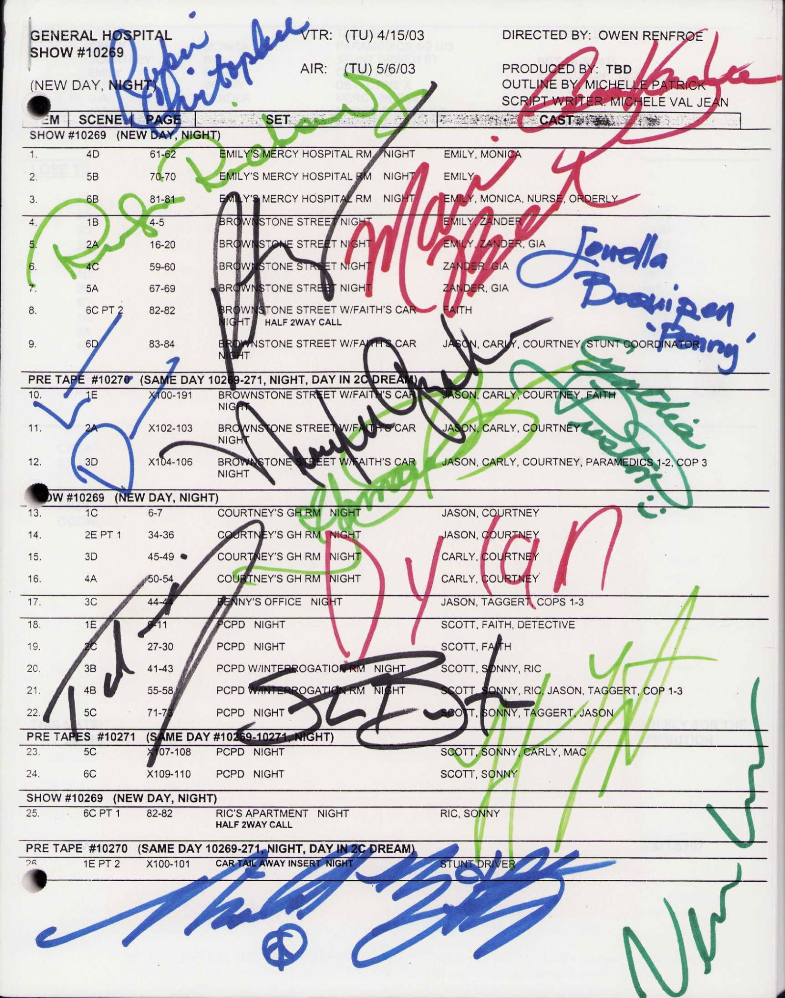 General Hospital cast signed script (1 of 1)