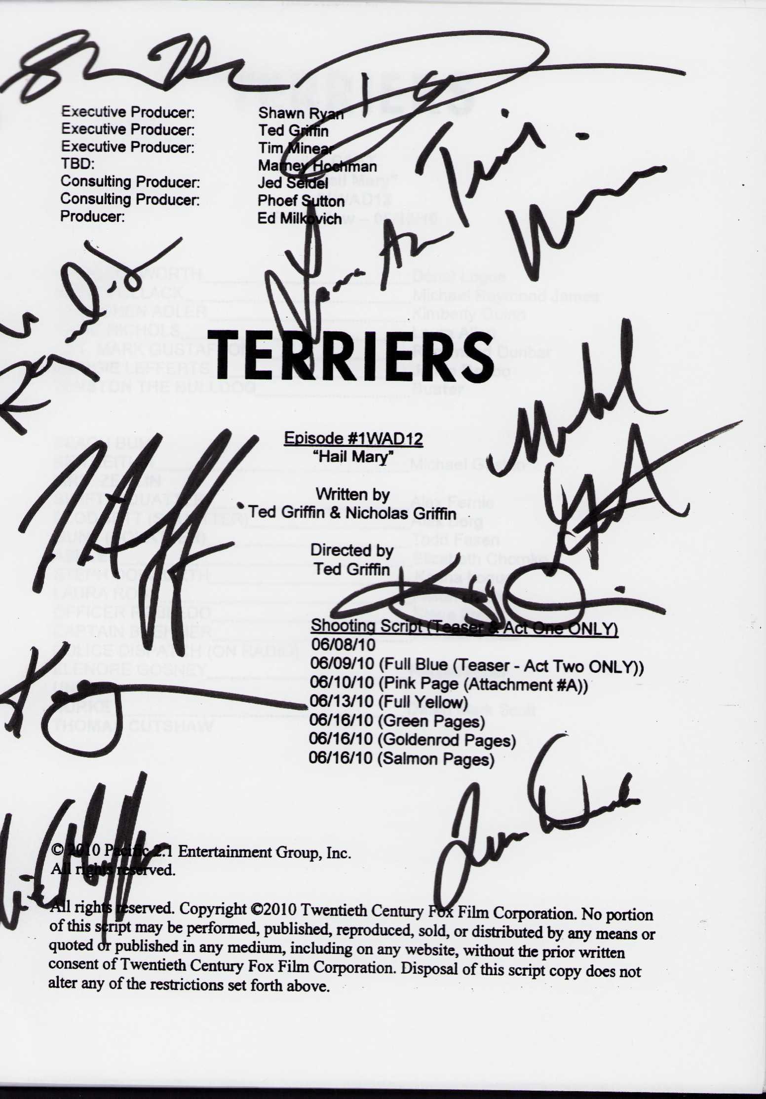 Terriers cast signed script (1 of 1)