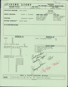 Guiding Light cast signed script