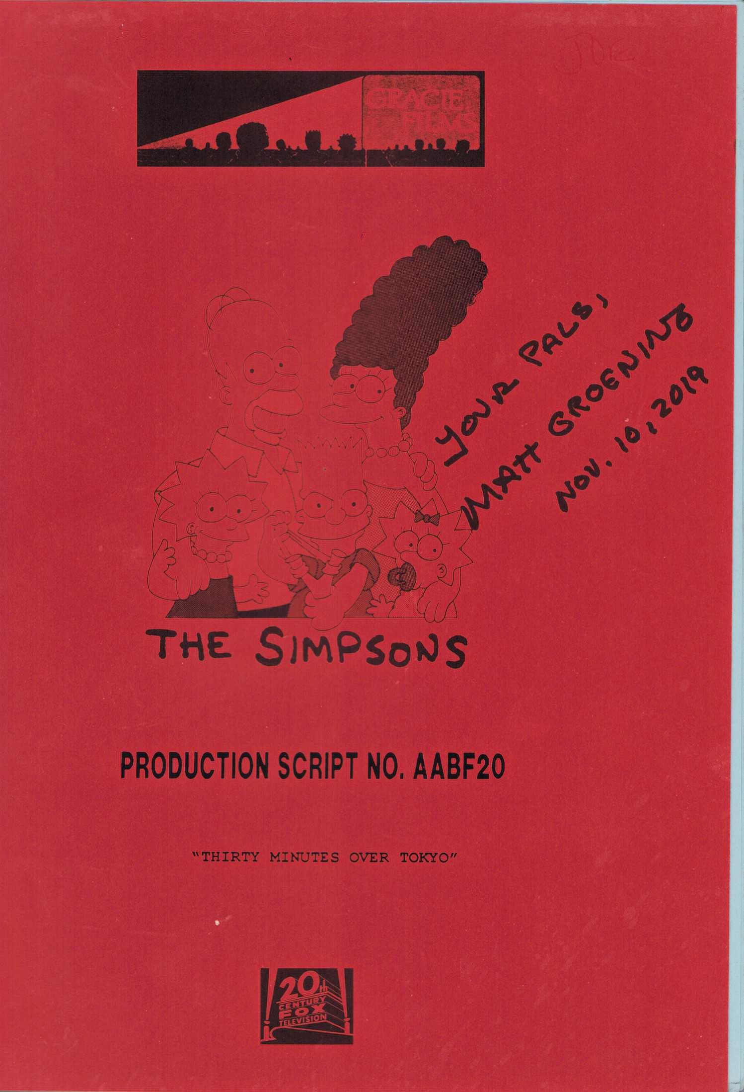 Simpsons script signed by creator (1 of 1)